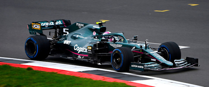 The AMR21 out on track with Sebastian