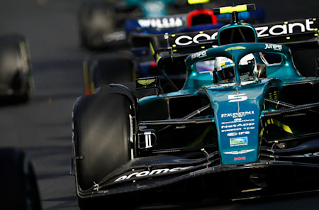 Sebastian made early progress on the Hard tyre in Sunday's race