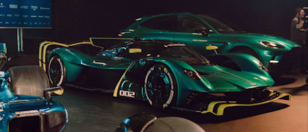 The AMR22 is joined on the stage by the Aston Martin DBX707 and the Aston Martin Valkyrie AMR Pro