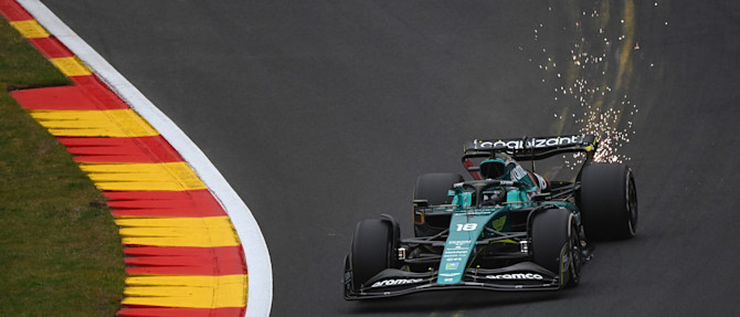 Lance kicks up sparks at the spectacular Eau Rouge/Raidillon section on a day where he finished in the top-five.