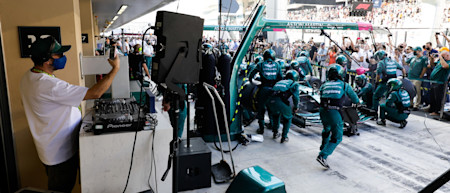 The backing track to pitstop practice: DJ Tennis providing the tunes