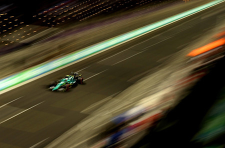 Crossing the line to begin a flying lap
