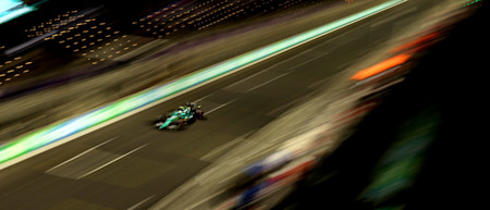 Crossing the line to begin a flying lap