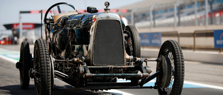 The 100 year-old Green Pea on display in the Paul Ricard pitlane.