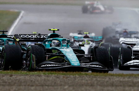 Threading the needle at the start as Sebastian and Lance both gain places when rivals clash