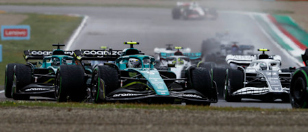 Threading the needle at the start as Sebastian and Lance both gain places when rivals clash