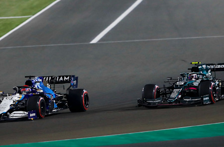 Sebastian looks to a launch a move on George Russell as he continues his recovery drive.