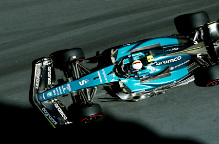 Sebastian makes the most of a dry track to test out the tyres
