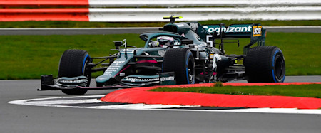 Sebastian puts the AMR21 through its paces