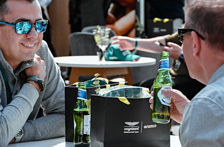 Enjoying a drink in the sun