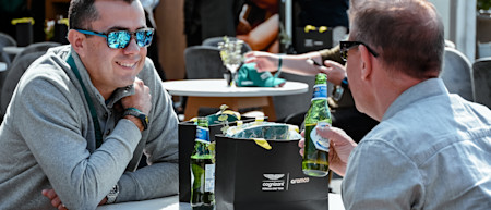 Enjoying a drink in the sun