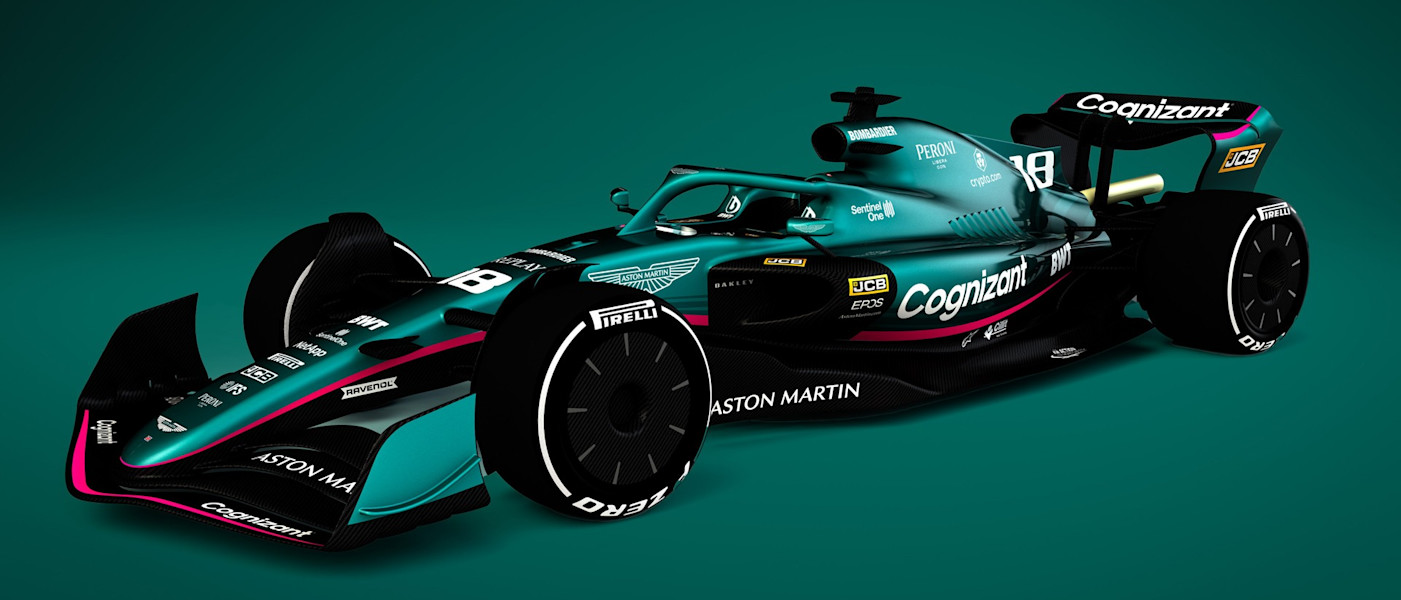 Render of Aston Martin 2021 livery on the 2022 design