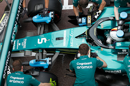 The AMF1 team work on Sebastian's car during qualifying