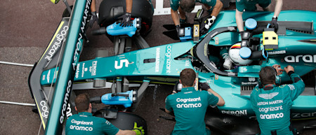 The AMF1 team work on Sebastian's car during qualifying