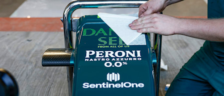 The AMR22, as well as the garage floor and walls, featured 'Danke Seb' branding that included the names of 400 I / AM members.