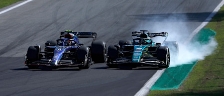 Lance battled hard with Nicholas Latifi shortly after his pitstop.
