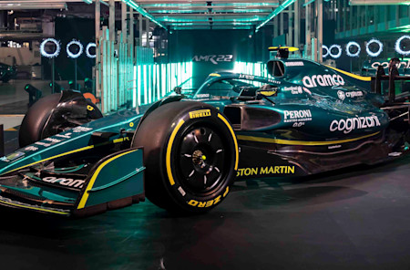 The AMR22 is finally revealed to the world at Aston Martin HQ in Gaydon
