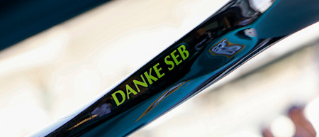 The Halo on the AMR22 also featured the 'Danke Seb' branding throughout the weekend.