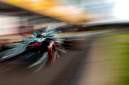 The AMR21's ready to take to the track in the Silverstone sun