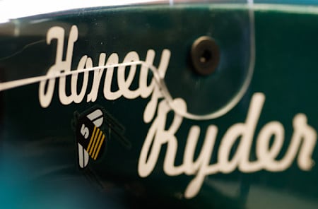 Seb named his AMR21 'Honey Ryder' after the famous Bond girl, and added a bee to highlight one of his many projects away from the circuit.