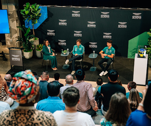 Inspiring the next generation with Aramco at the reveal of our special-edition United States Grand Prix livery