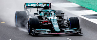 Lance behind the wheel of the AMR21 at Silverstone