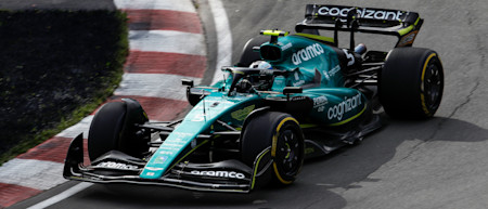 Sebastian warms up at the start of FP1 on Medium compound tyres