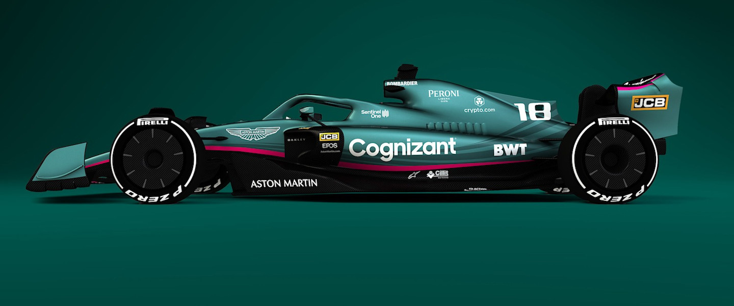 Render of Aston Martin 2021 livery on the 2022 design