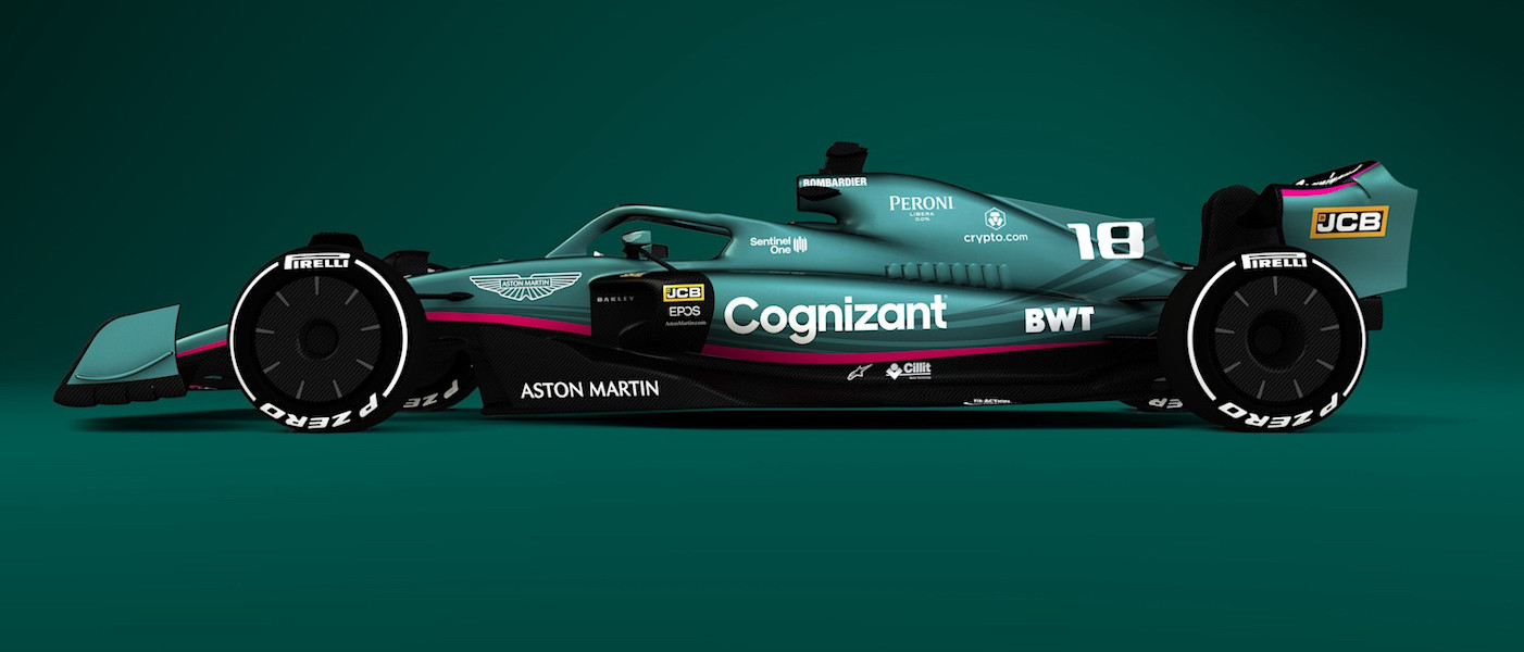 Render of Aston Martin 2021 livery on the 2022 design