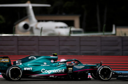 Sebastian passes the International Airport of Le Castellet during practice