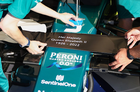 The team ran with stickers on the car across the weekend following the passing of Her Majesty Queen Elizabeth II.