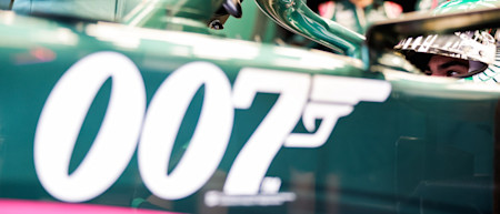 The famous 007 logo was emblazoned on the AMR21 in Monza
