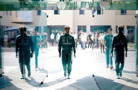 Felipe walks into the garage ahead of FP1