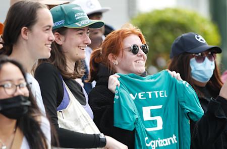 A Sebastian Vettel fan shows her support on Thursday