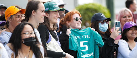 A Sebastian Vettel fan shows her support on Thursday