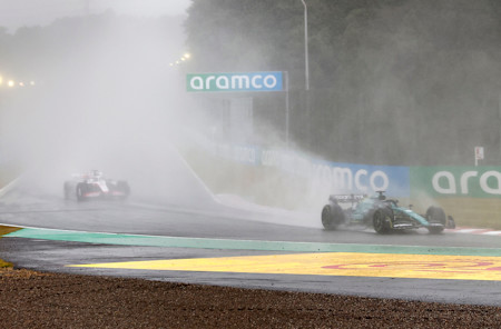 The conditions were very tricky on the restart, but Lance continued his charge early on.