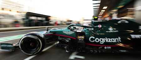 Sebastian heads out in the AMR21 for his first laps in Jeddah