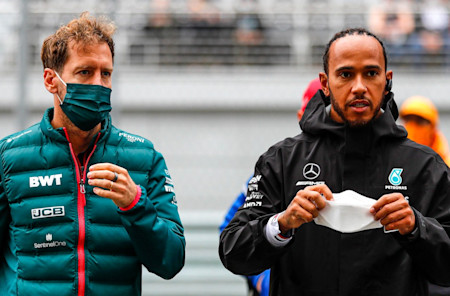 Sebastian Vettel congratulated Lewis Hamilton on taking his 100th Grand Prix victory