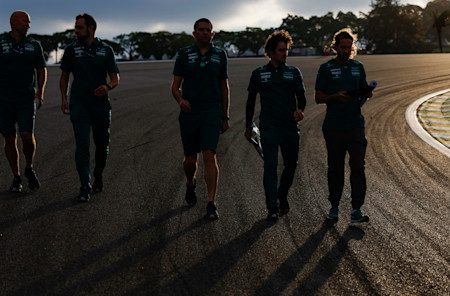 Sebastian took to the track on Thursday for the penultimate track walk of the season around the undulating Autodromo Jose Carlos Pace.