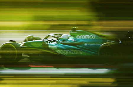 Sebastian in action behind the trees during Friday's Free Practice One.