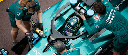 Lance pauses in the pits during Friday's practice sessions 