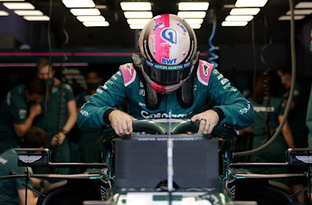 Sebastian prepares to head out for FP1 on Friday in Qatar.