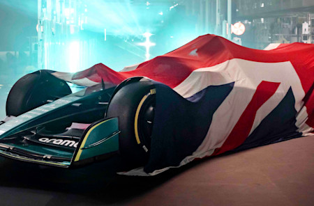 The covers are lifted off the AMR22 in front of a global audience