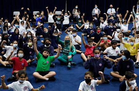Ahead of the race, Jessica met students at the British International School of Jeddah