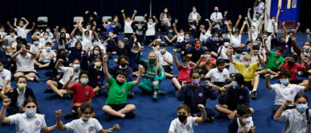 Ahead of the race, Jessica met students at the British International School of Jeddah