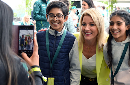 Rachel Brookes poses for a photo with some fans