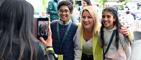 Rachel Brookes poses for a photo with some fans