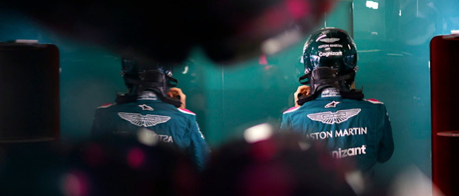 Lance gets ready to climb into the AMR21