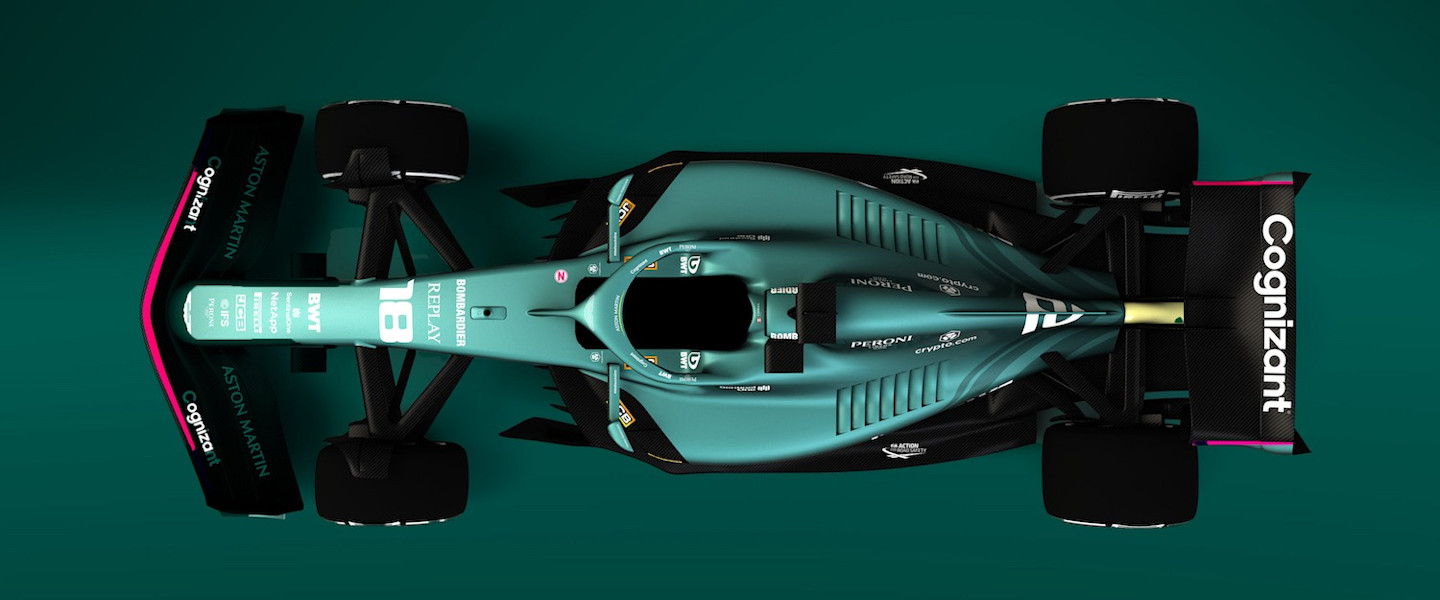 Render of Aston Martin 2021 livery on the 2022 design