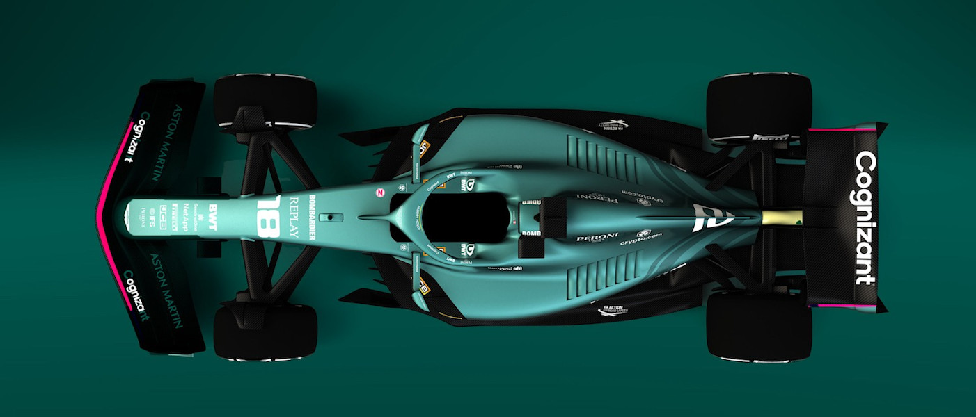 Render of Aston Martin 2021 livery on the 2022 design